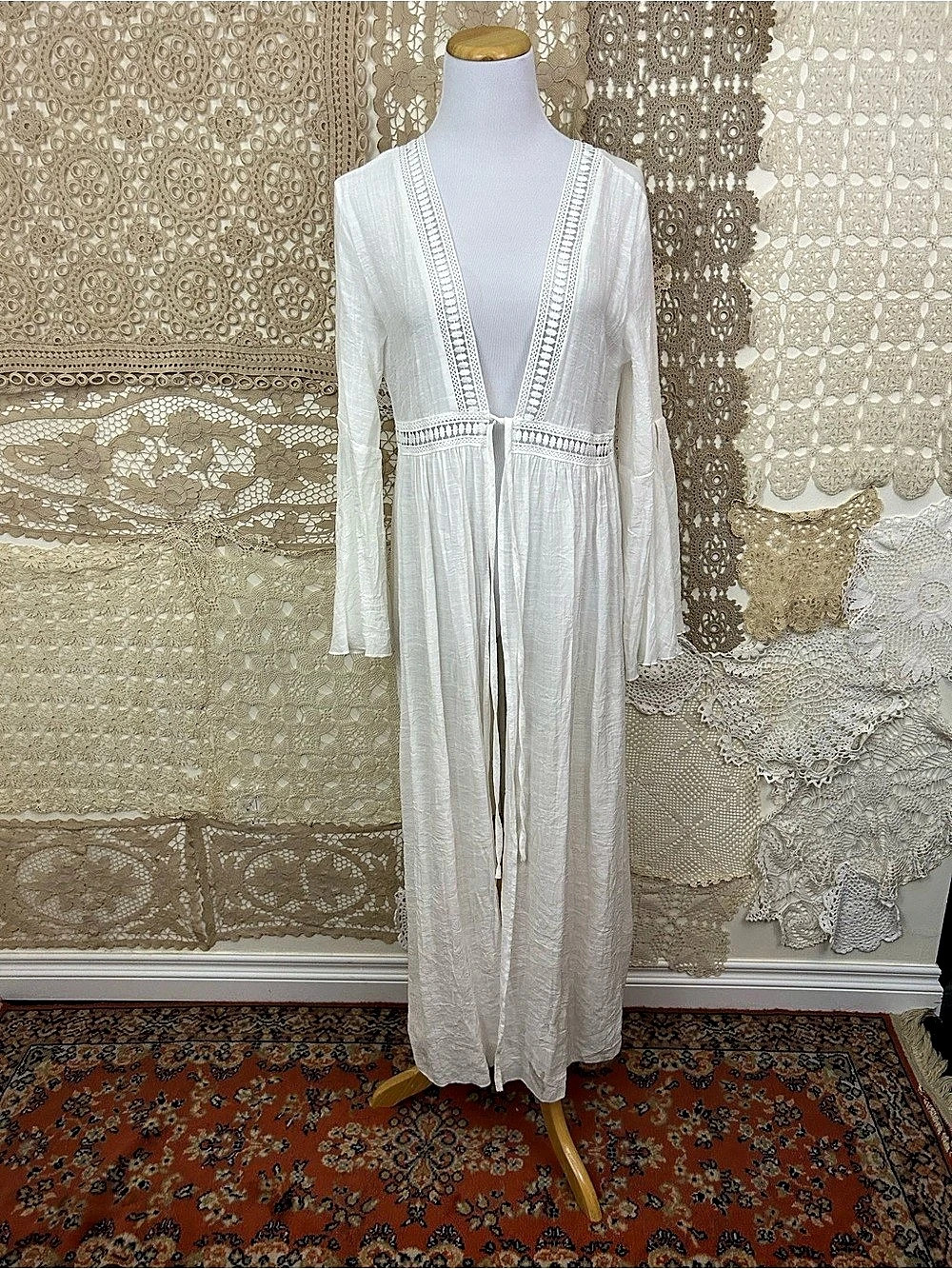 Cupshe White Tie Front Cover-Up Dress NWT - Boho duster Kimono
